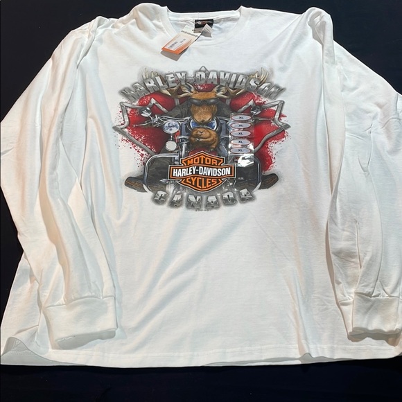 Harley-Davidson White Long Sleeve Tee, Rocky’s H-D London Ontario Canada NWT - Picture 5 of 11